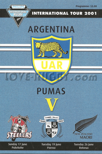 2001 Thames Valley v Argentina  Rugby Programme